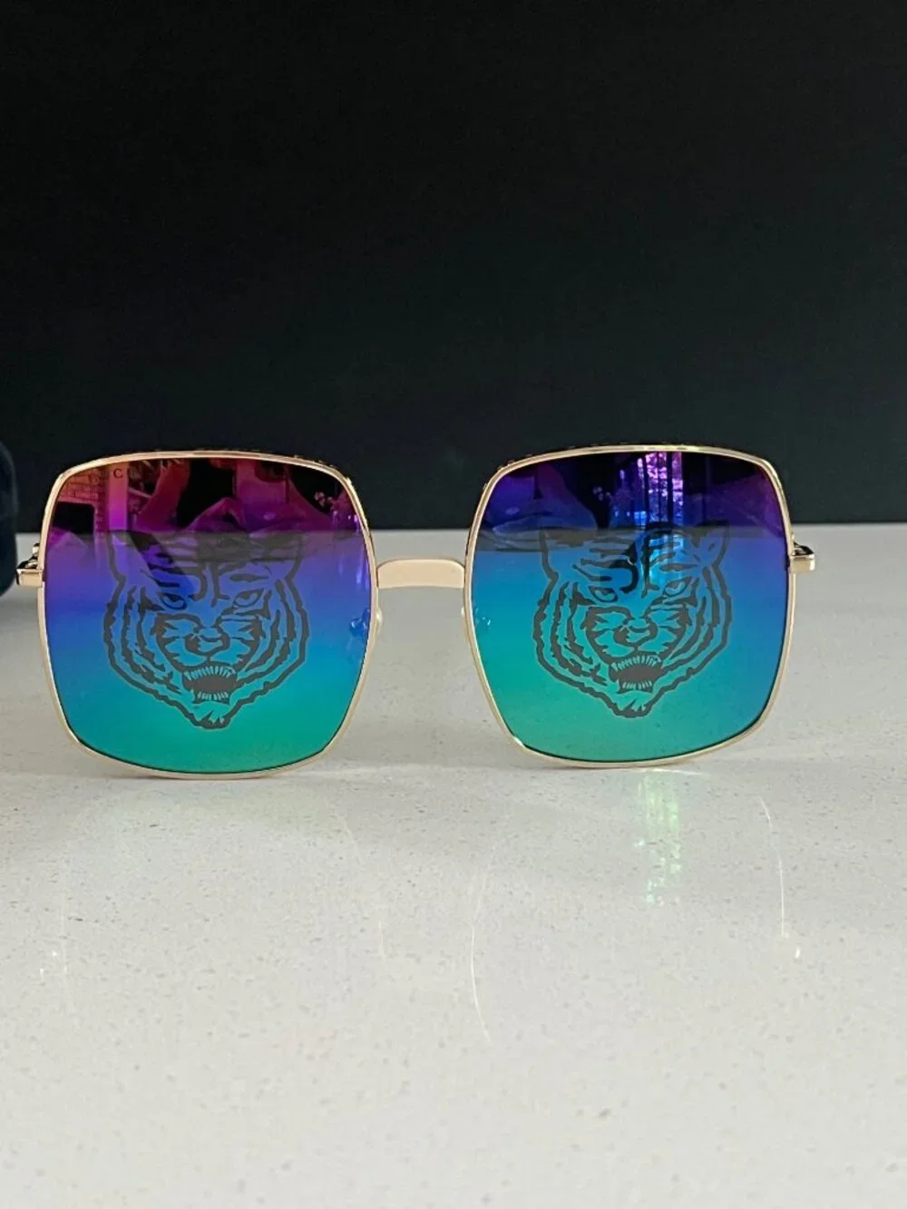 Gucci GG0414S square tiger sunglasses